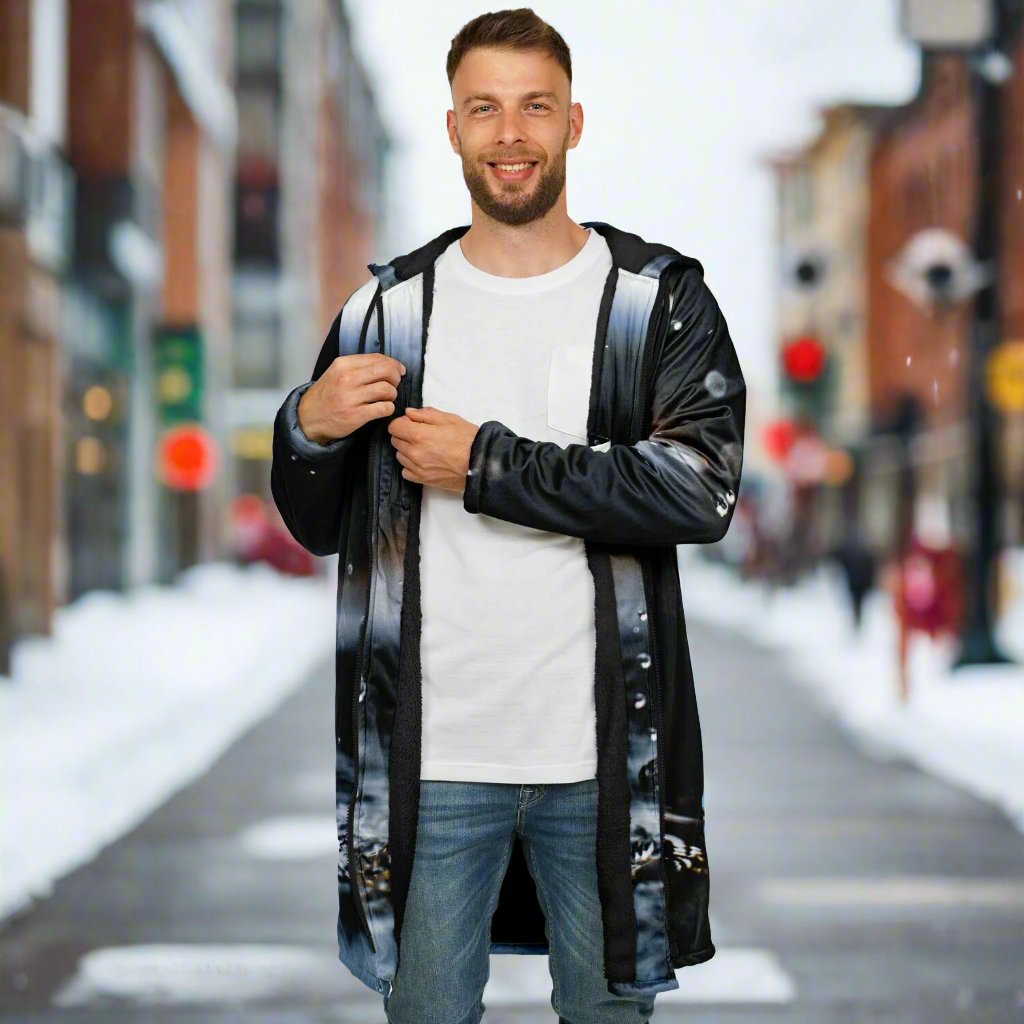 Knee Length Sweater Hoodie - AOP