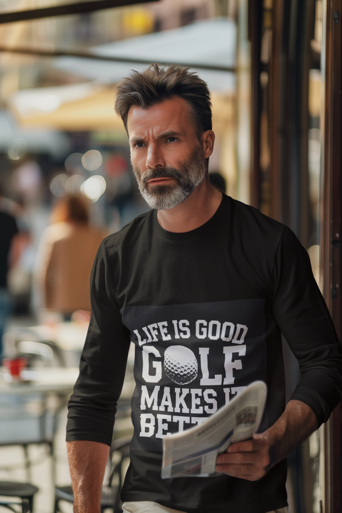 Soft Long Sleeve Black T-Shirt - "Life Is Good, Golf Makes It Better"